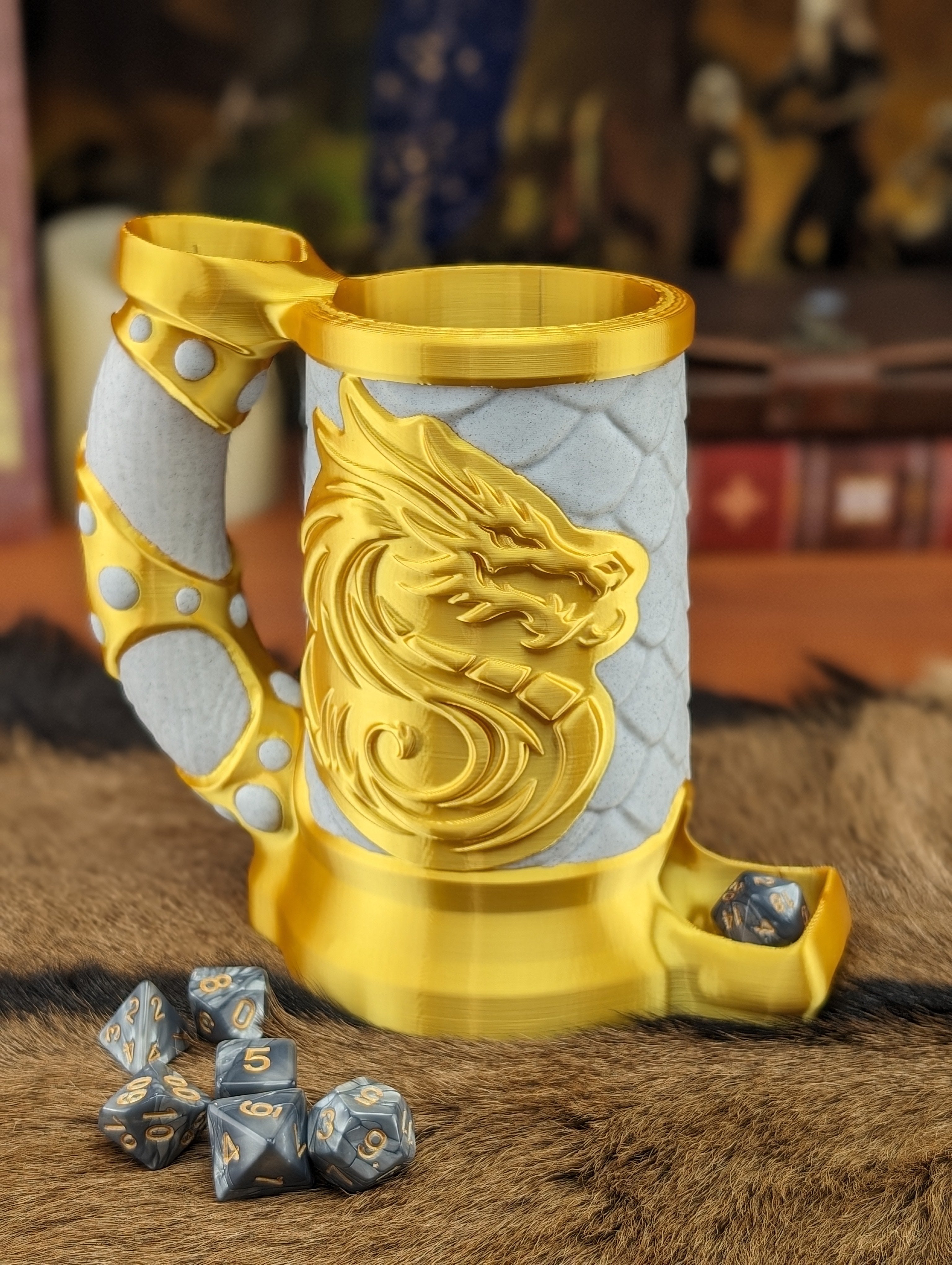 Can Holding Dice Tower Mug - Dragon Crest