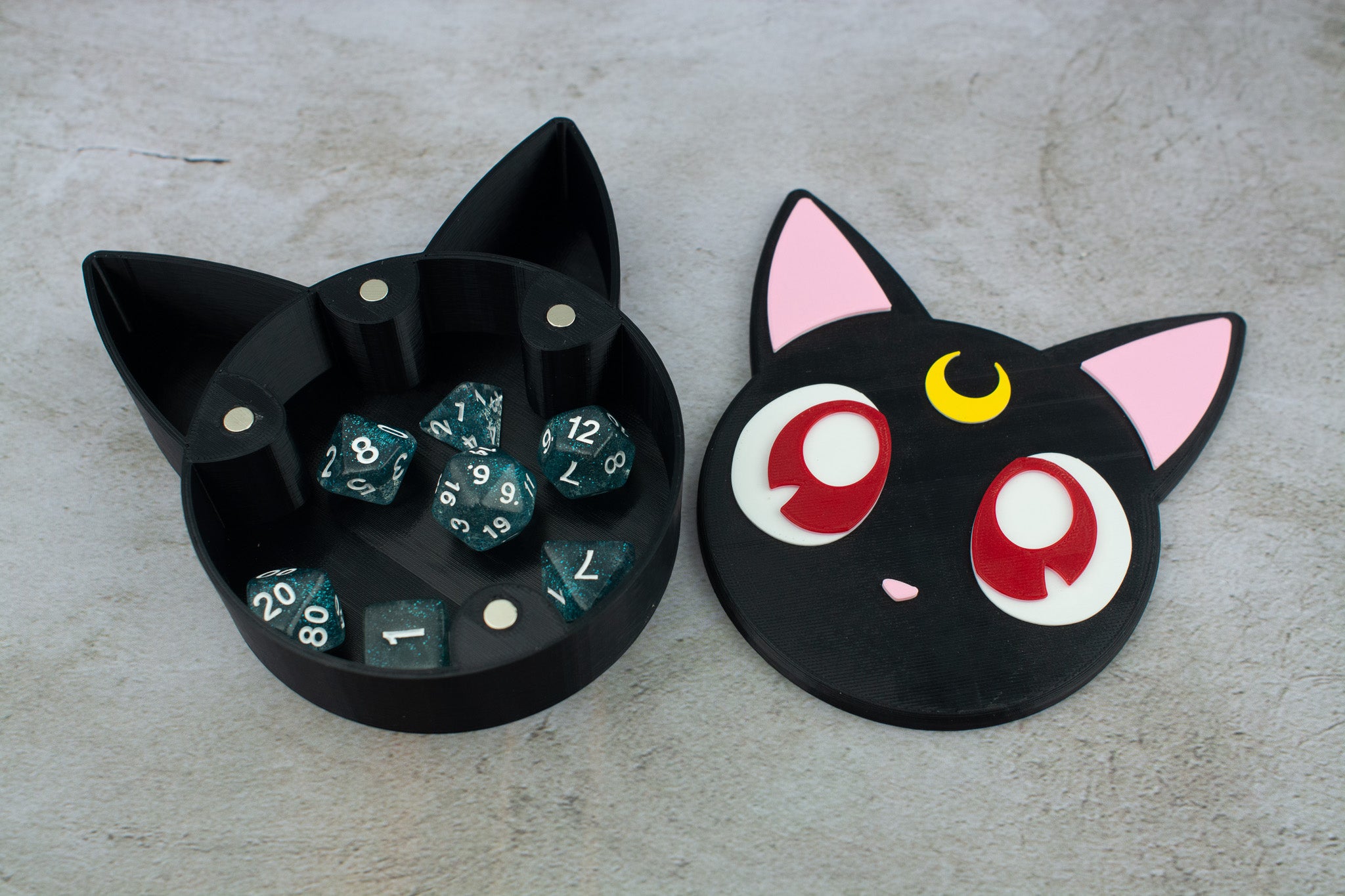 Luna & Artemis Cat Shaped Dice Boxes