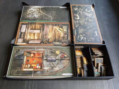 Mansions of Madness map tile organizer tray holding the room tiles and tokens